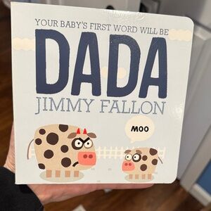DADA Baby Board Book "DADA" by Jimmy Fallon - Light Blue Cow Design